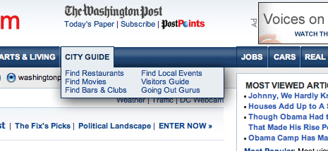 washingtonpost menu with shadow