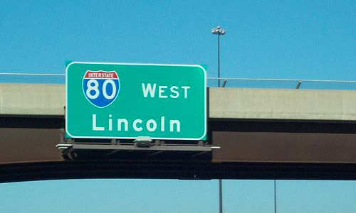 Interstate typeface used on a sign